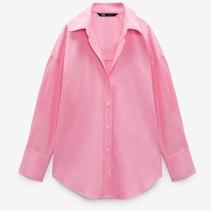 Pink Zara oversized button up size Medium WORN ONCE !